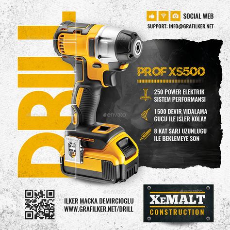 Drill Device Social Media Templates Preview - GraphicRiver Product Social Media Design, Tech Social Media, Thumbnails For Youtube, Power Tools Design, Social Media Tools, Social Media Branding Design, Graphic Design Brochure, Social Web, Creative Advertising Design