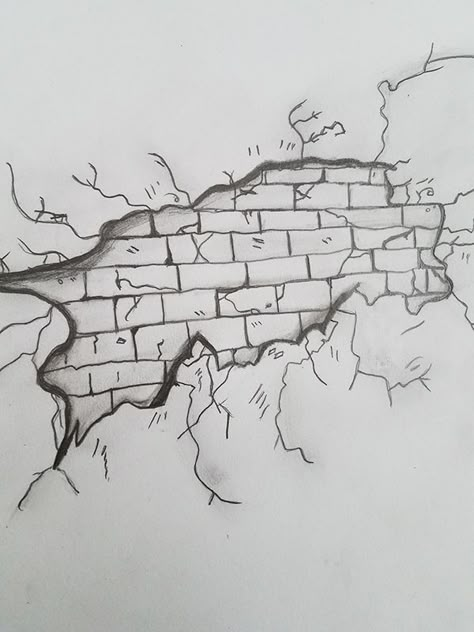 Working on Illusion brick walls on Behance Drawing Of Brick Wall, Brick Wall Effect, Graffiti Art On Buildings, Brick Wall Tattoo Ideas, Graffiti Building Drawing, Brick Tattoo Design, Brick Wall Drawing Graffiti, Brick Wall Painting Art, Graffiti Painting On Wall