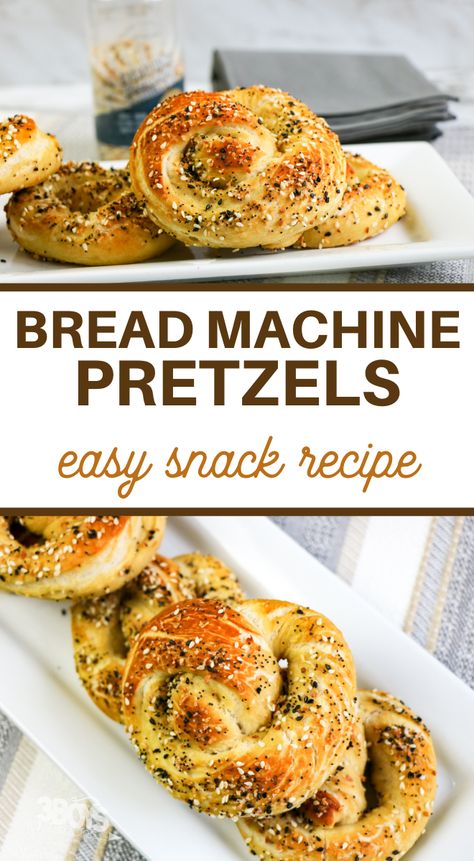 The family will love these Bread Machine Everything Pretzels. What better way to get that golden brown coloring than to let your bread machine take over? #breadrecipes #breadmachine #pretzelrecipe #3boysandadog Pumpkin Bread Recipe For Bread Machine, Easy Weeknight Casseroles, Easy Chicken And Broccoli, Breadmaker Recipes, Simple Bread, Pumpkin Bread Easy, Broccoli Recipes Casserole, Bread Maker Recipes, Pretzels Recipe