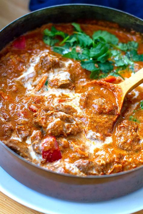 Indian Lamb Curry With Tomato & Coconut Sauce Made In Instant Pot in just 60 minutes instead of 2-3 hours on the stovetop. #instantpot #lamb #curry #indian Lamb In Instant Pot, Lamb Curry Instant Pot, Lamb One Pot Recipes, Lamb Coconut Curry Recipes, Indian Lamb Recipes Instant Pot, Indian Lamb Curry Recipes, Lamb Pressure Cooker Recipes, Lamb Coconut Curry, Lamb Recipes Instant Pot