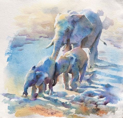 Elephant Park, Happy Elephant, Wild Elephant, Watercolor Elephant, Wildlife Artists, National Portrait Gallery, African Animals, Watercolor Animals, Learn To Paint