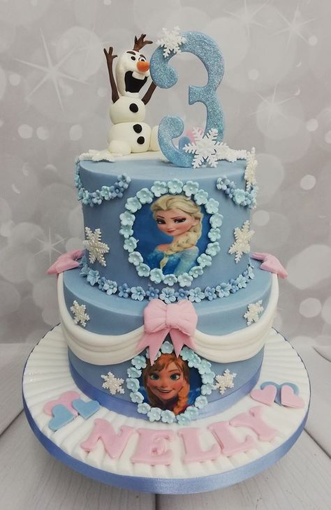 2 Tier Frozen Birthday Cake, Tort Frozen, Frozen Design, Frozen Two, Elsa Cakes, Frozen Birthday Theme, Frozen Birthday Cake, Two Tier Cake, Frozen Cake