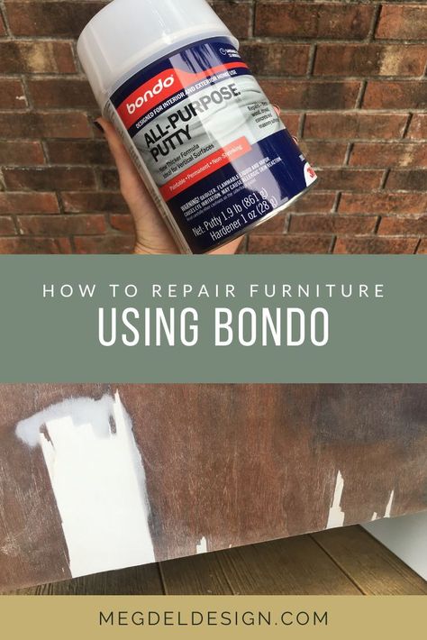 Bondo For Wood Repair, How To Fix Chipped Wood Furniture, Bondo Wood Filler, Repair Wood Furniture, Diy Furniture Repair, Repair Furniture, Mdf Furniture, Life Knowledge, Painting 101