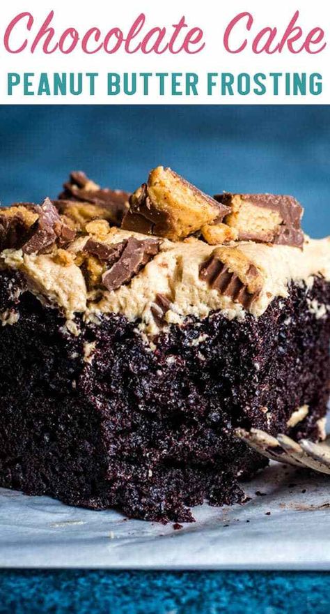 Chocolate Peanut Butter Cake 9x13, Reeses Chocolate Peanut Butter Cake, Chocolate Cake With Peanut Frosting, Chocolate Reeses Cake, Easy Reeses Peanut Butter Cake, Chocolate Cake Peanut Butter Frosting, Chocolate Cake With Peanut Butter Icing, 9 X 13 Cake Recipes, 9x13 Cake Recipes