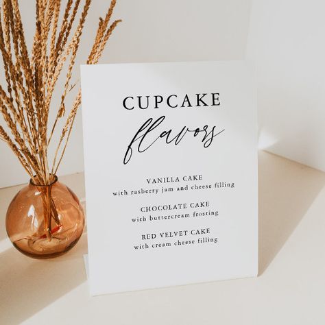 Rustic Calligraphy Wedding Cupcake Flavors Pedestal Sign Wedding Cupcake Sign Ideas, Cupcake Signs For Wedding, Wedding Dessert Sign Ideas, Wedding Cupcake Flavors, Cupcake Signs, Gift Calligraphy, Calligraphy Signs, Signing Table Wedding, Cupcake Flavors