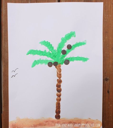 Coconut Tree Craft, Coconut Tree Painting, Palm Tree Crafts, Summer Crafts For Toddlers, Fingerprint Crafts, Kids Painting Crafts, Chicka Chicka Boom Boom, Painting Kids, Footprint Crafts