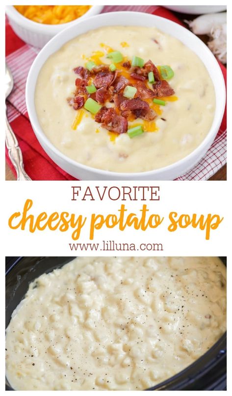 Creamy cheesy potato soup is the easiest soup you'll ever make. You only need a handful of ingredients and a crockpot!! #cheesypotatosoup #potatosoup #cheesysoup #potato #soup Cheesy Potato Soup With Hashbrowns, Baked Potato Soup With Hashbrowns, Potato Soup Crock Pot Hashbrowns, Potato Soup With Chicken Broth, Potato Soup With Hashbrowns, Easy Cheesy Potato Soup, Potato Soup With Chicken, Soup With Chicken Broth, Cheesy Potato Soup Easy