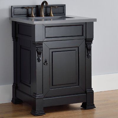 Black Vanity Bathroom, Wood Backsplash, Vanity Drawers, Raised Panel Doors, Black Vanity, Vanity Set With Mirror, Backsplash Designs, Bathroom Vanity Base, Single Sink Vanity