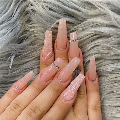 Check out @simonelovee❤️ Milky Nails, Long Nail Designs, Coffin Nails Long, Bling Acrylic Nails, Glam Nails, Diamond Nails, Pink Acrylic Nails, Square Acrylic Nails, Nailed It