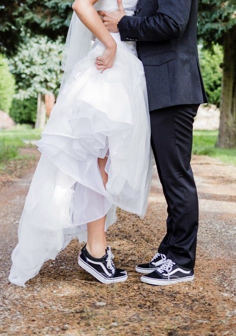 Converse And Wedding Dress, Wedding Shoe Pictures, Wedding Shoe Photos, Vans With Wedding Dress, Wedding With Sneakers, Converse With Wedding Dress, Sneakers With Wedding Dress, Sneakers Wedding Dress, Bride In Sneakers