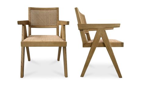 Takashi Natural Dining Chair in Solid Elm and Rattan- Mid Century Dining Room Chairs & Furniture|Moe's Home Collection Natural Chair, Furniture Canada, Mid Century Aesthetic, Wholesale Furniture, Modern Sectional, Furniture Dining Chairs, Chair Fabric, The Dining Room, Dining Room Bedroom