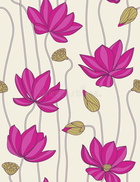 Illustration about Lotus - floral seamless pattern. Illustration of flower, deco, spring - 11401153 Mughal Art Paintings, Lotus Painting, Lotus Flower Art, Lotus Print, Lotus Art, Pichwai Paintings, Floral Seamless Pattern, Indian Folk Art, Pink Lotus