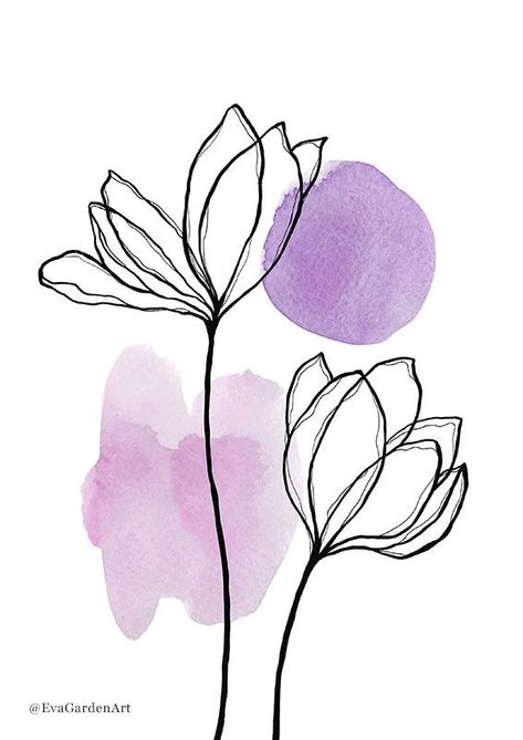 Line Art Watercolor, Botany Art, Arte Aesthetic, Botanical Line Art, Beauty Of Flowers, Zen Wall Art, Soyut Sanat Tabloları, Hidden Beauty, Line Art Design