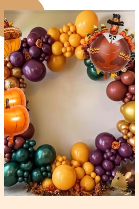 #ad Looking to add a festive touch to your Thanksgiving decor? Elevate your space with a stunning Thanksgiving balloons garland featuring adorable turkey balloons mixed with autumn-inspired fall balloons. These delightful decorations are sure to bring warmth and whimsy to your celebration. Perfect for gatherings big or small, these Thanksgiving balloons will be the talk of the table. Embrace the spirit of gratitude and elevate your festivities with this charming addition that will surely make ev Fall Balloon Arch, Turkey Balloons, Thanksgiving Balloons, Fall Balloons, Huge Pumpkin, Friendsgiving Decorations, Pumpkin Turkey, Balloons Decor, Thanksgiving Friendsgiving