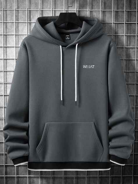 Dark Grey Casual Collar Long Sleeve Fabric Letter Pullovers Embellished Slight Stretch Men Hoodies & Sweatshirts Mens Sweatshirts Hoodie Fashion, Men’s Hoodies, Cool Hoodies Mens, Mens Hoodie Outfit, Trendy Hoodies Men, Cool Clothes For Men, Hoodie Style Men, Hoddies Outfits Men, Stylish Hoodies Men