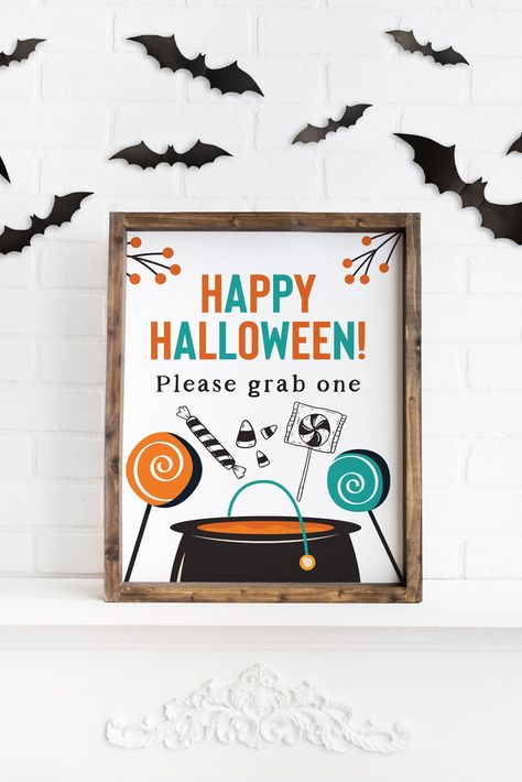 Halloween Candy Sign, Trick Or Treat Sign, Halloween Porch Sign, Candy Print, Candy Signs, Mirror Collection, Online Digital, Halloween Sign, Handmade Sellers