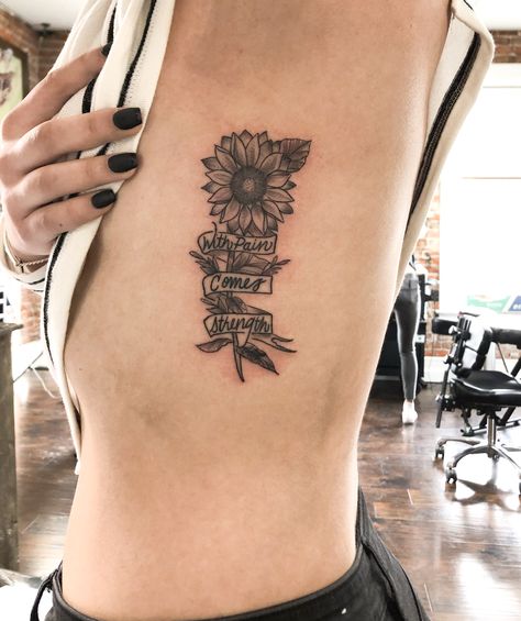 #tattoo #sunflower #sunflowertattoo #ribtattoo Sunflower Rib Tattoo, Tattoo Sunflower, Sunflower Tattoos, Sunflower Tattoo, Rib Tattoo, Leaf Tattoos, Future Tattoos, Maple Leaf Tattoo, Flower Tattoo