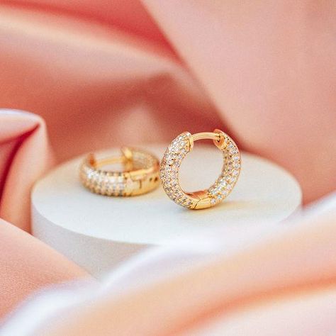 $110.00 Rose Gold Jewelry Photography, Hoop Earring Photography, Simple Jewelry Photography Ideas, Fine Jewelry Photography Ideas, Hoop Earrings Photography, Diamond Jewelry Photography Ideas, Gold Photography Jewelry, Aesthetic Jewelry Photography Ideas, Silver Jewelry Photography Ideas