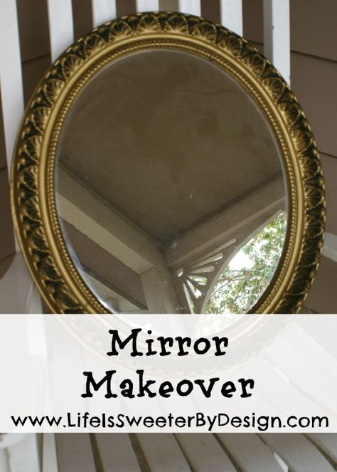 Find out how I took this old mirror and with a little DIY made it look amazing!  It is so fun to refurbish items and make them new again! Refurbished Mirror Ideas, Oval Mirror Makeover Diy, Mirror Redo Diy, Old Mirror Makeover Diy, Old Mirror Makeover, Refurbished Mirror, Diy Round Mirror, Mirror Makeover Diy, Mirror Redo