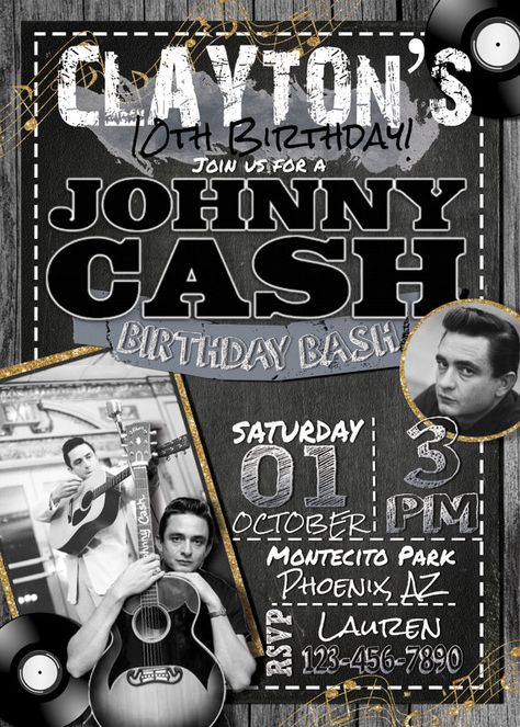 Johnny Cash Party, Johnny Cash Birthday Party, Johnny Cash Birthday, Hey Friend, Photo Shop, Thanks A Bunch, 25th Birthday, Party Printable, Baby Shower Fun