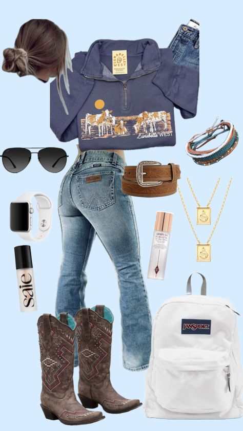 #ootd #outfitinspo #backtoschool #country #western #ffa #livestockoutfit Ffa Outfits, Casual Country Outfits, Southern Outfits, Western Wear Outfits, Cute Country Outfits, Country Girls Outfits, Western Look, Future Outfit, Ffa