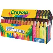 Crayola Washable Sidewalk Chalk  Assorted - 64 / Box Crayola Chalk, Writing & Drawing Instruments, Outdoor Artwork, Sidewalk Chalk Art, Sidewalk Art, Kids Art Supplies, Crayola Crayons, Fun Arts And Crafts, Easy Arts And Crafts