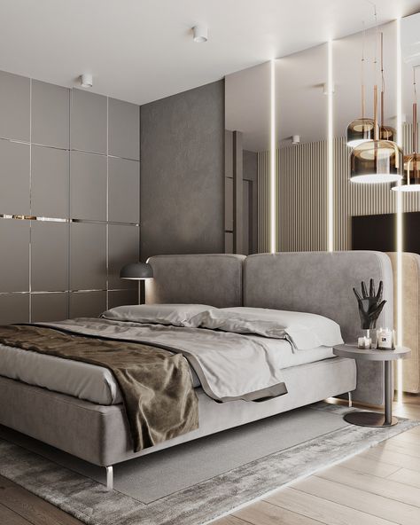 Grey Bedroom on Behance Grey Luxury Bedroom, Bedroom Ideas Luxury, Bedroom False Ceiling Design, Grey Bedroom, Elegant Bedroom, Gray Bedroom, Small Room Bedroom, Luxury Sofa, Architecture Interior Design