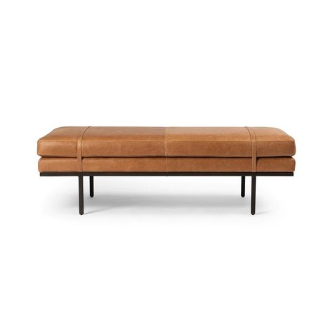 Shop Harris Accent Bench at Burke Decor today. Quick ship and free shipping available for select items in the US. International shipping available. Accent Bench, Accent Seating, Leather Bench, Bench Seating, Upholstered Bench, Four Hands, Modern Furniture Living Room, Burke Decor, Top Grain Leather