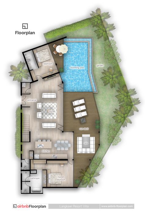 villa floor plan Jungle House Floor Plan, Small Resort Design Plan Layout, Small Villa Layout, 2 Bedroom Villa Floor Plan, Small Villa With Pool Floor Plan, Tropical House Design Floor Plans, Resort Villa Plan, Resort Design Plan Layout, Resort Layout Plan