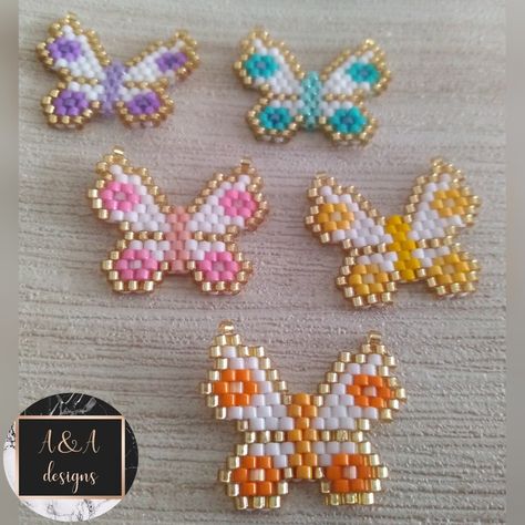 Brick Stitch Butterfly, Miyuki Beads Pattern, Seed Bead Projects, Beading For Kids, Native Beading Patterns, Bead Crochet Patterns, Cat Bead, Beadwork Designs, Beaded Earrings Diy