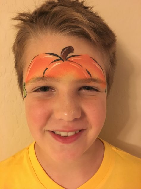 Halloween Party Face Painting, Fall Fest Face Painting, Easy Fall Festival Face Painting Ideas, Apple Face Painting, Easy Halloween Face Painting Designs, Thanksgiving Face Painting, Halloween Kids Face Paint Easy, Fall Face Painting Ideas Simple, Simple Fall Face Painting For Kids