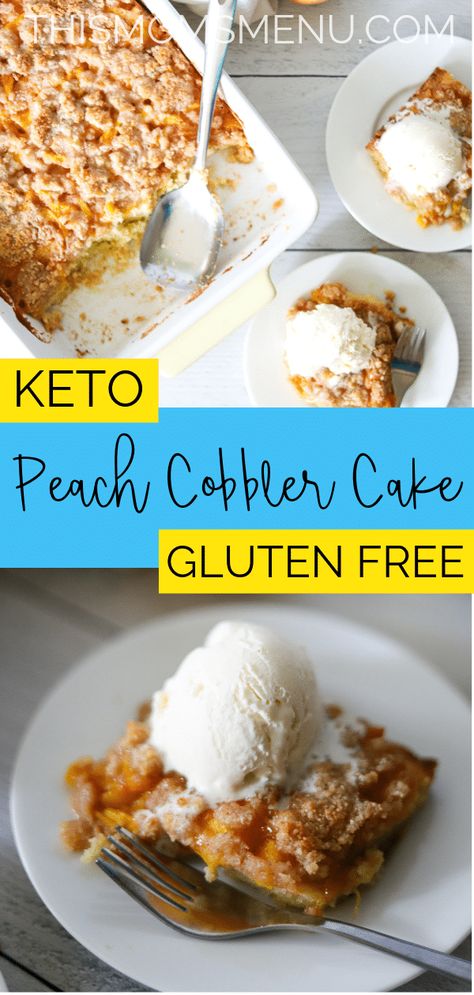 Keto Peach Cobbler, Cobbler Cake, Peach Cobbler Cake, Keto Cakes, Food Keto, Low Card, Keto Sweets, Low Carb Dessert, Fat Bomb Recipe