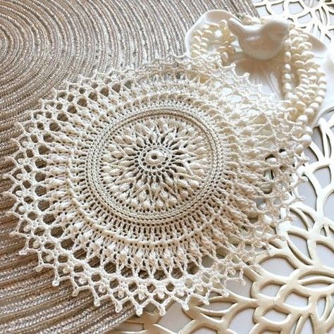 Tesla Doily - Free Pattern | Beautiful Skills - Crochet Knitting Quilting | Bloglovin’ Crochet Interior, Crochet Placemat Patterns, Free Crochet Doily Patterns, Coaster Pattern, Crochet Dollies, Crochet Coaster, Crochet Mandala Pattern, Crochet Motif Patterns, Crochet Decoration