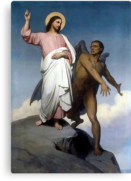 Vintage Ary Scheffer - The Temptation of Christ 1854 Fine Art Canvas Print Spiritual Attack, Biblical Art, A4 Poster, Religious Art, God Is, Word Of God, Holy Spirit, Jesus Christ, Oil On Canvas