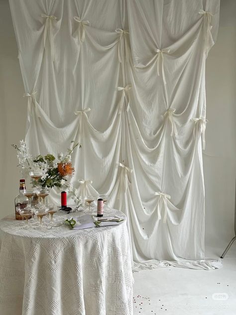 Dried Floral Backdrop, Draped Backdrop Photoshoot, Launch Party Decor, Bridal Shower Setup, Modern Wedding Backdrop, Engagement Table Decorations, Influencer Party, Debut Birthday, Photo Studio Wedding