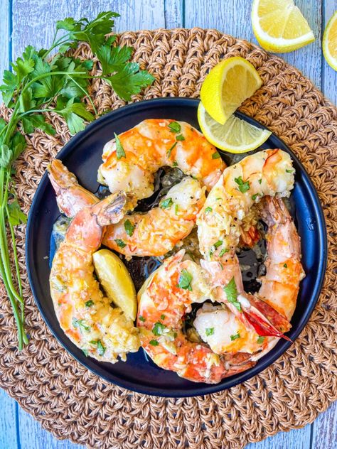 Colossal Shrimp Recipe Dinners, Big Shrimp Recipes, Shrimp With Lemon Butter Sauce, Colossal Shrimp Recipe, Oven Baked Garlic Butter Shrimp, Colossal Shrimp Recipes, Magic Baked Shrimp In Lemon Butter Sauce, Baked Shrimp With Garlic Lemon Butter, Jumbo Shrimp Recipes