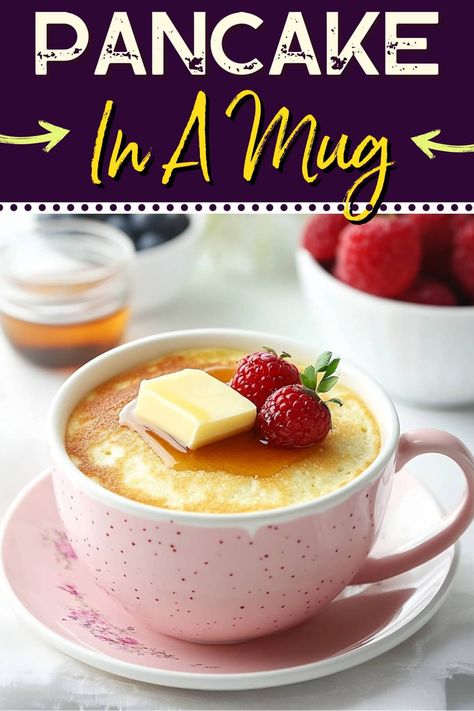 When you need a quick single-serve breakfast, try this pancake in a mug recipe! It's perfectly portioned, deliciously sweet, and wonderfully fluffy. Pancake In A Mug, Single Serve Breakfast, Easy Pancake Recipe, Mug Recipe, Microwave Recipe, Chocolate Chip Mug Cake, Yummy Pancake Recipe, Easy Pancake, Breakfast Recipes Kids