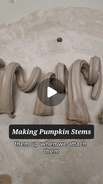 Lyndsey Roberts | Ceramic Arts on Instagram: "It's that time of year again! This is how I make the stems for my pumpkins. They will be available on my website this Sunday, Sept 8th at noon est! . . . #pumpkins #pumpkintutorial #makingpumpkins #pumpkin #ceramicsaretrending #potteryartist #potteryarts #ceramicarts #ceramicartworks #processvideo #process #clay #claystagram  #potterystudio #ceramicstudio #ceramics #studiolife #ceramicartist #lyndseyroberts #lilacmoonceramics" Clay Pumpkin Stems Diy, How To Make A Clay Pumpkin, Dark Brown Clay Glazes, Clay How To, Pinch Pot Pumpkins, Pottery Pumpkins Ideas, Ceramic Pumpkins Pottery, Fall Clay Ideas, Fall Pottery Ideas