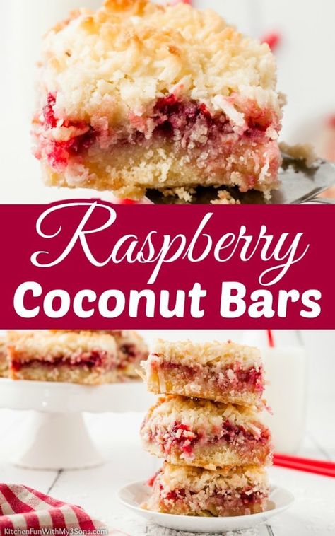 Coconut Squares Recipe, Raspberry Coconut Bars, Everyday Desserts, Coconut Squares, Coconut Tart, Raspberry Crumble, Fruit Bars, Raspberry Bars, Coconut Slice