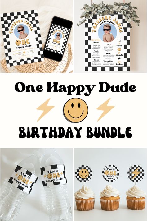 One Happy Dude Birthday Party, Dude Birthday Party, One Happy Dude Birthday, One Happy Dude, Milestone Poster, Capri Sun, Party Bundles, High Chair Banner, Photo Banner