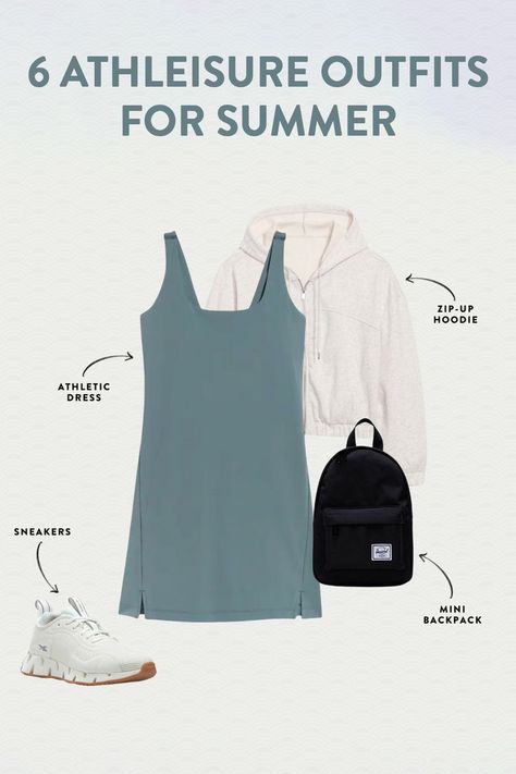 Athleisure Outfits for Summer Athleisure Outfits Vacation, Spring 2024 Athleisure Outfits, Summer Outfit Athletic, Soft Summer Athleisure, Athletic Beach Outfit, Travel Athleisure Outfits, Best Athleisure Outfits, Sporty Casual Outfits Summer, Chic Athletic Outfits