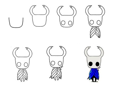 How To Draw Hollow Knight In 7 Simple Steps 1 How To Draw Hollow Knight, Hollow Knight Drawing, Draw A Cartoon Character, Lol Coloring Pages, Knight Drawing, Lol Coloring, Step By Step Drawings, Knight Tattoo, The Hallow