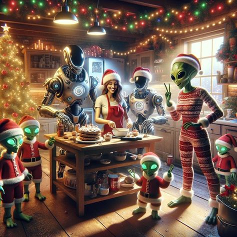 We are bringing #robots and #aliens this holiday season! #season #seasonsgreetings #christmas #december #aiart #ai #cooking #kitchen #holiday #decor #psychedlic Alien Christmas, Christmas December, Cooking Kitchen, Seasons Greetings, Aliens, Flamingo, Holiday Season, Holiday Decor, Christmas