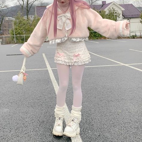 My Melody Inspired Outfit, Cutecore Skirt, Sanriocore Outfits, Cute Outfits Kawaii, Kawaii Winter Outfits, My Melody Outfit, Dollcore Outfits, Cute Kawaii Outfits, Kawaii Outfit Ideas