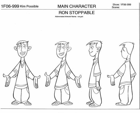 Kim Possible model sheets (Disney, 2002) Kim Possible Characters, Ron Stoppable, Character Turnaround, The Bad Guys, Character Model Sheet, Character Design Sketches, Disney Concept Art, Model Sheet, Disney Sketches