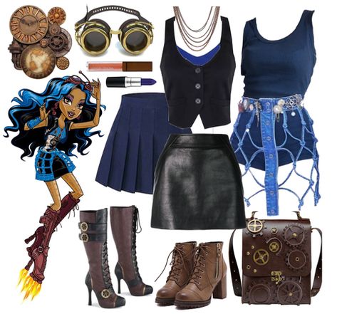 Robecca Steam Outfit Inspiration, Rebecca Steam Monster High Costume, Rebecca Steam Costume, Robecca Steam Cosplay, Robecca Steam Costume, Robecca Steam Aesthetic, Monster High Outfit Inspiration, Monster High Inspired Outfits, Combat Boot Heels