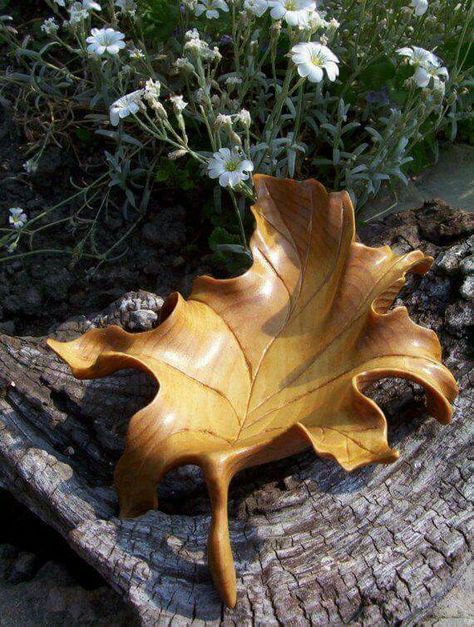 Art Sculpture En Bois, Tre Kunst, Wooden Leaf, Wood Leaf, Leaf Bowl, Got Wood, Tree Carving, Art Carved, Wood Carving Art