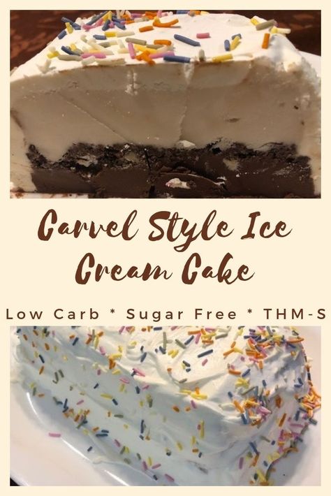 Carvel Style Sugar Free Ice Cream Cake - An Ordinary Housewife Keto Ice Cream Cake, Sugar Free Ice Cream Cake, Healthy Ice Cream Cake, Cake Mountain, Carvel Ice Cream Cake, Carvel Ice Cream, Crunch Chocolate, Sugar Free Ice Cream, Keto Cakes