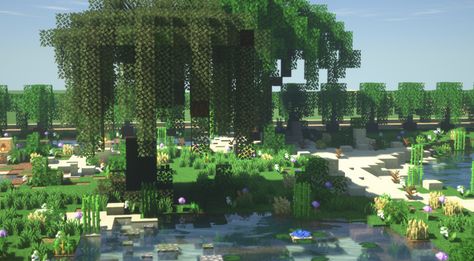 Willow Tree Minecraft, Minecraft Willow Tree, Tree In Minecraft, Tree Minecraft, Minecraft Tree, Weeping Willow Tree, Minecraft Decorations, Weeping Willow, Stepping Stone