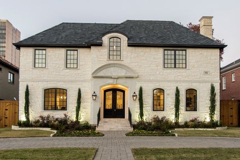 French Transitional Stucco Exteriors - Transitional - Exterior - Dallas - by Colby Craig Custom Homes | Houzz Stucco And Stone Exterior, French Transitional, Villanova University, Transitional Exterior, Stucco Exterior, Exterior Stone, Stone Houses, Stone House, Colby